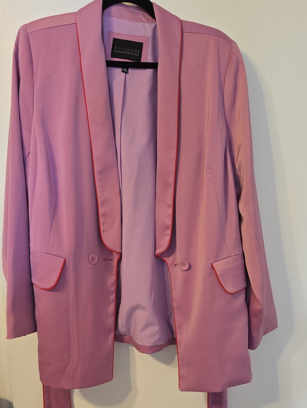 Eloquii Pink Satin-Trim Blazer Jacket